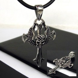 Cool Man Totenkopf-Kreuz-Anhänger Aus Reinem Titan, Inkl. Kette