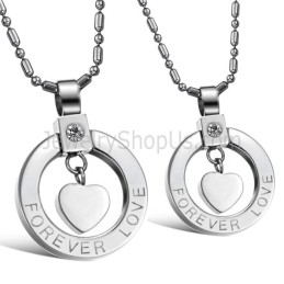 Titan Silber Sweetheart "Forever Love" Liebhaber Anhänger Mit Strass Und Kostenlosen Ketten C415