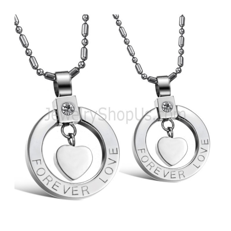 Titan Silber Sweetheart "Forever Love" Liebhaber Anhänger Mit Strass Und Kostenlosen Ketten C415