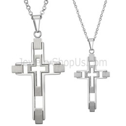 Kreuzanhänger Mit Inlay Aus Titansilber Und Kostenlosen Ketten 108