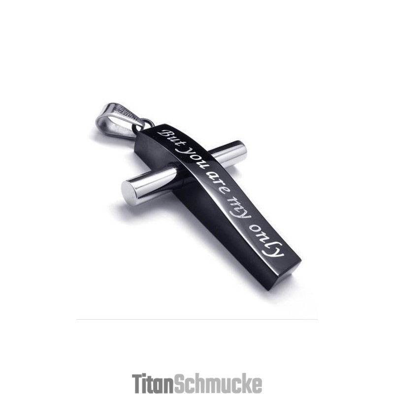 Herren-Halskette Mit Kreuzanhänger Aus Titanstahl