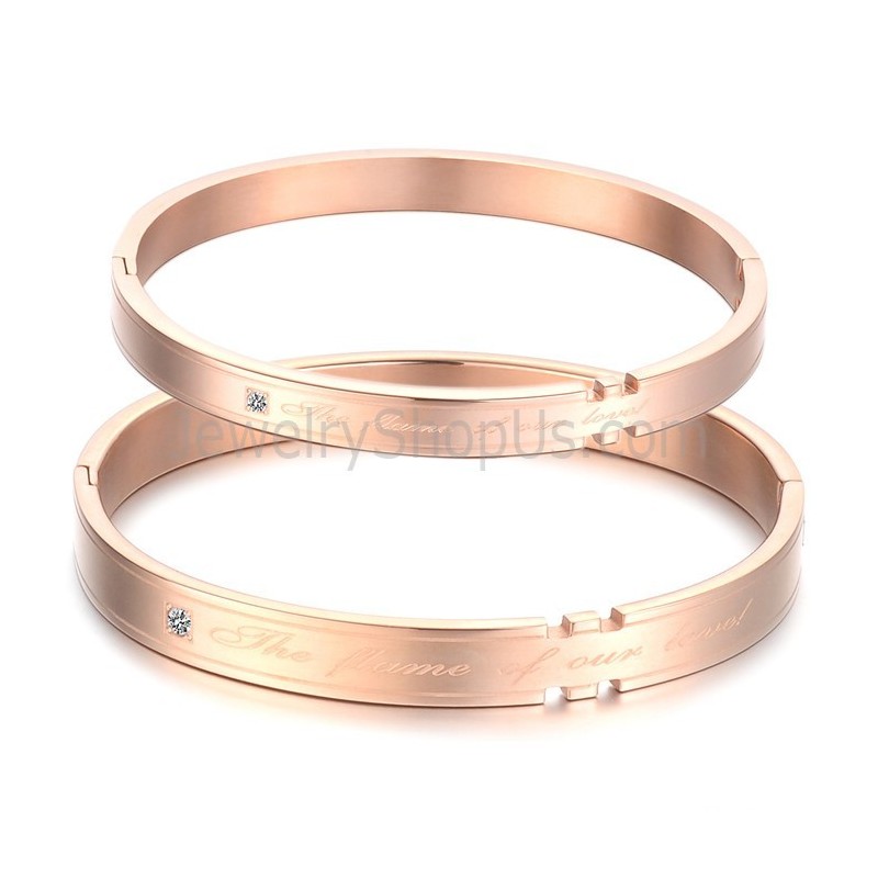 Tatanium Roségold Paar Armreifen Mit Strass C710