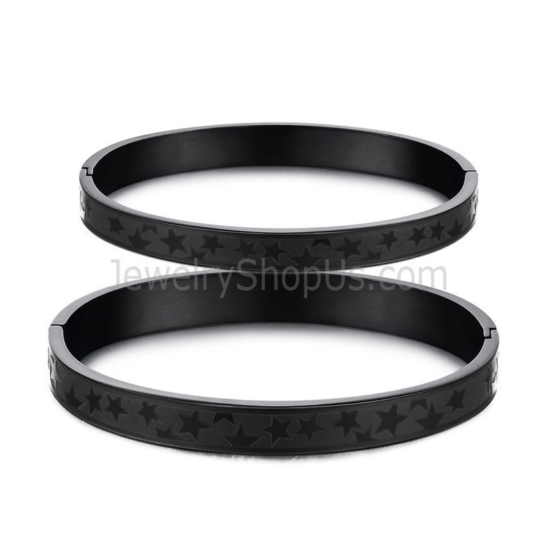 Tatanium Schwarze Sterne Paar Armreifen C863
