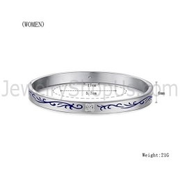 Tatanium Paar Armreifen Mit Blauen Blumen C858