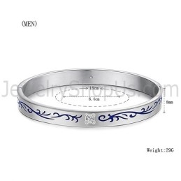 Tatanium Paar Armreifen Mit Blauen Blumen C858