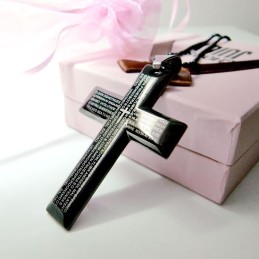Mann Schwarzes Kreuz Bibel Reines Titan Anhänger Geschenk