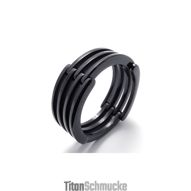Schwarzer Puzzle-Titanring