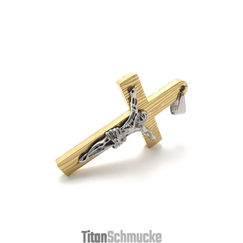 Jesus Gold Titan Kreuz Anhänger Jesus Gold Titan Kreuz Anhänger