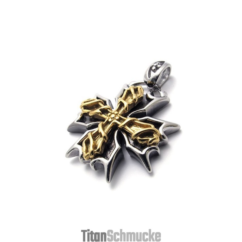 Titan-Anhänger Mit Goldenem Kreuz-Akzent Titan-Anhänger Mit Goldenem Kreuz-Akzent