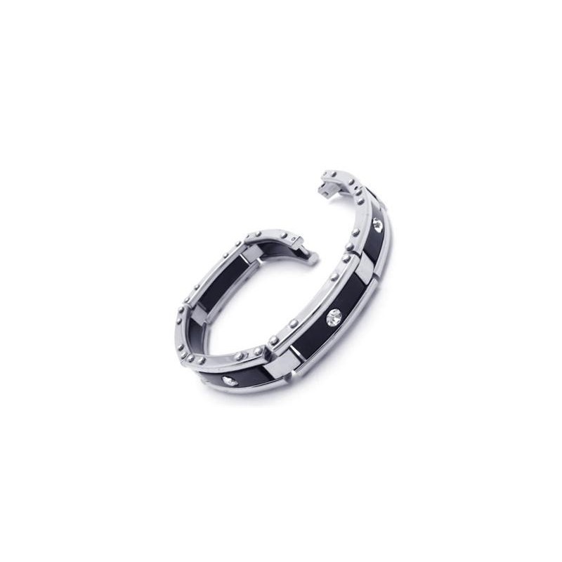 Männer Schwarz Silber Reines Titan Armband Gummi Armreif