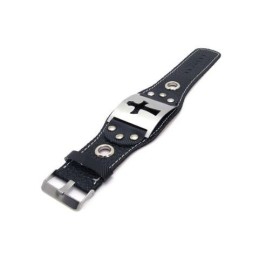 Herren Jungen Reines Titan Leder Kreuz Armband Armreif