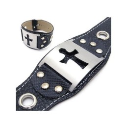 Herren Jungen Reines Titan Leder Kreuz Armband Armreif