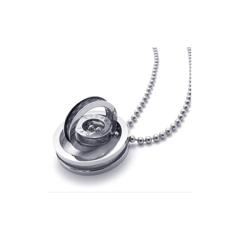 Titan-Anhänger Mit Schwarzem Akzent Und Mehreren Ringen Für Liebhaber Titan-Anhänger Mit Schwarzem Akzent Und Mehreren Ringen Für Liebhaber