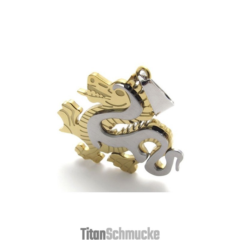 warmgelb Drachen-Anhänger Aus Titan