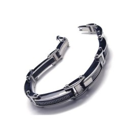 Herren Jungen Silber Schwarz Reines Titan Charm Armband