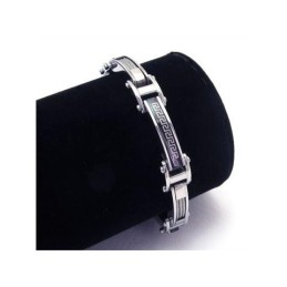 Herren Jungen Silber Schwarz Reines Titan Charm Armband