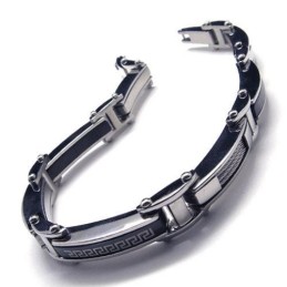 Herren Jungen Silber Schwarz Reines Titan Charm Armband