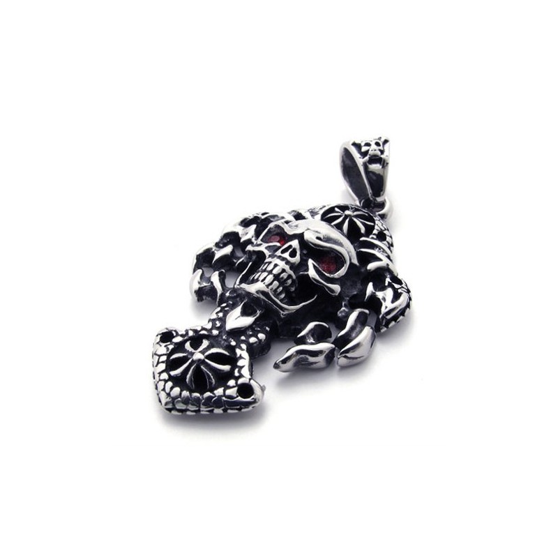 Totenkopf Mit Rotem Diamant-Titan-Anhänger