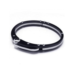 Herren Schwarz Silber Charm Reines Titan Armband Armreif