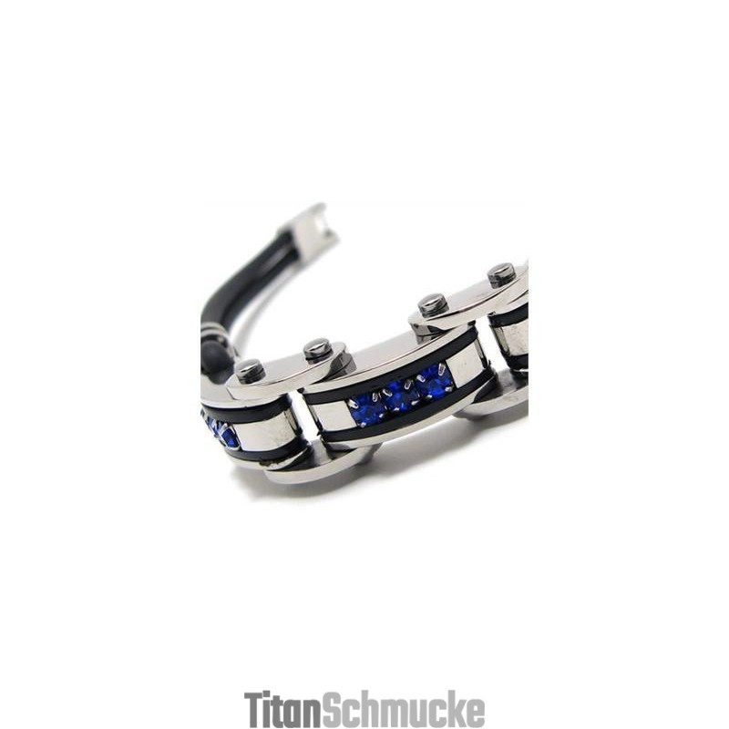Herrenarmband Aus Reinem Titankautschuk, Blau/Schwarz/Silber