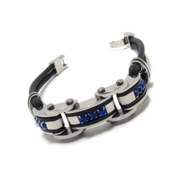 Herrenarmband Aus Reinem Titankautschuk, Blau/Schwarz/Silber