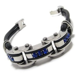 Herrenarmband Aus Reinem Titankautschuk, Blau/Schwarz/Silber