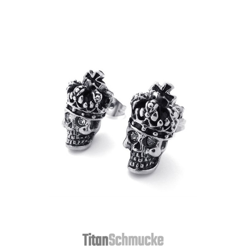 Titan-Ohrringe Mit Kronenschädel Titan-Ohrringe Mit Kronenschädel