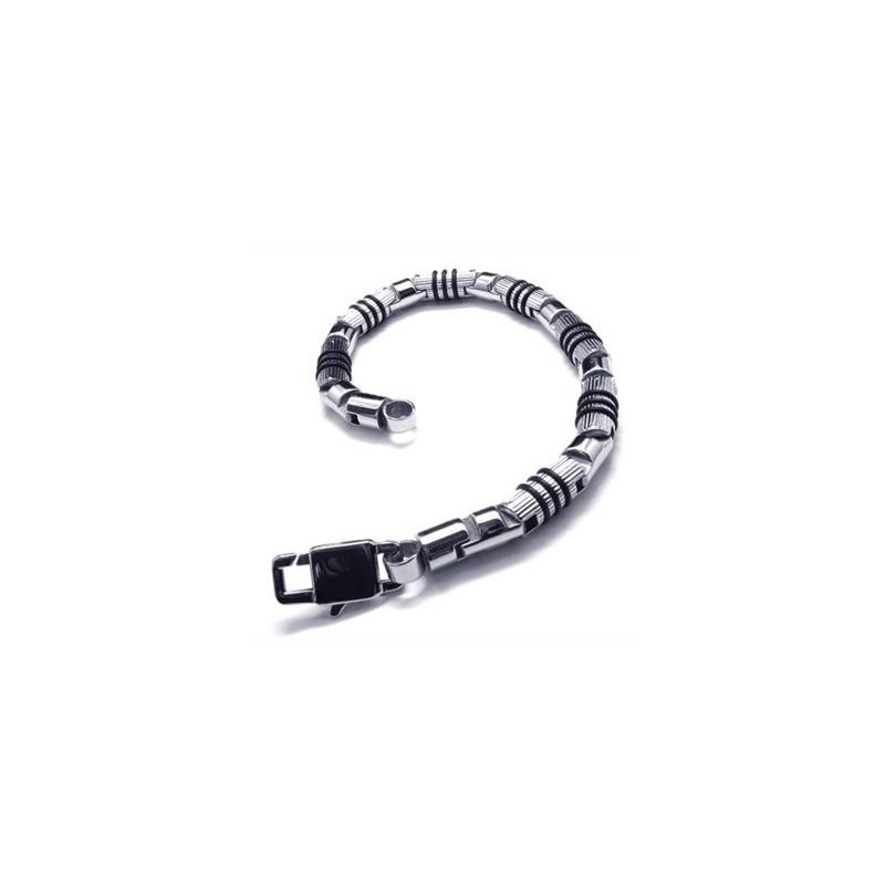 Herren Silber Schwarz 316L Reintitan Armband Armreif
