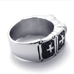 Titanring Mit Kreuz Und Schwarzem