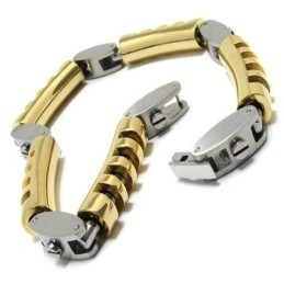 Herren Jungen Golden Silber Charm Reines Titan Armband
