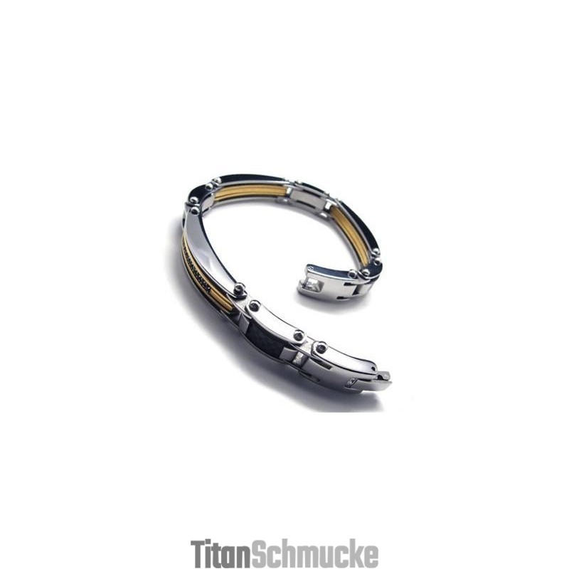Herren-Charm-Armband Aus Reinem Titan, Vergoldet Und Silberfarben