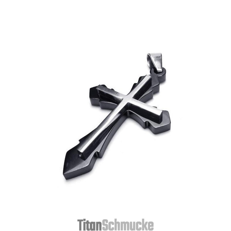 Schwarze Herren-Kreuz-Halskette Mit Anhänger Aus Reinem Titan (Neu) Schwarze Herren-Kreuz-Halskette Mit Anhänger Aus Reinem Titan (Neu)