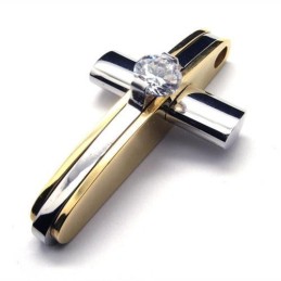 Herren Jungen Goldene Halskette Mit Kreuzanhänger Aus Reinem Titan