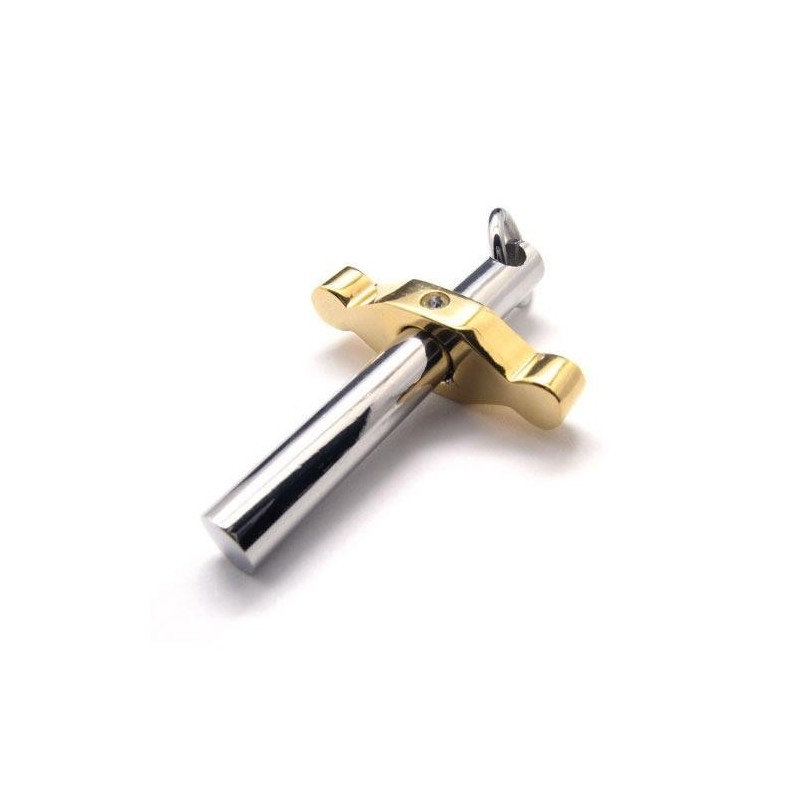 Halskette Mit Kreuzanhänger Aus Reinem Titan In Gold Und Silber