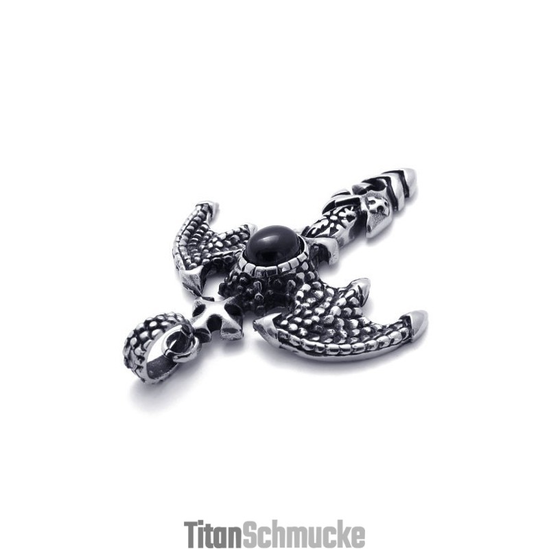 Titan-Fledermaus-Anhänger Mit Schwarzem Zirkon Titan-Fledermaus-Anhänger Mit Schwarzem Zirkon