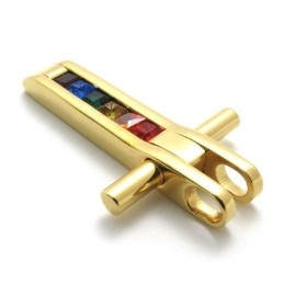 Gold-Titan-Anhänger Mit Bunten Zirkonen