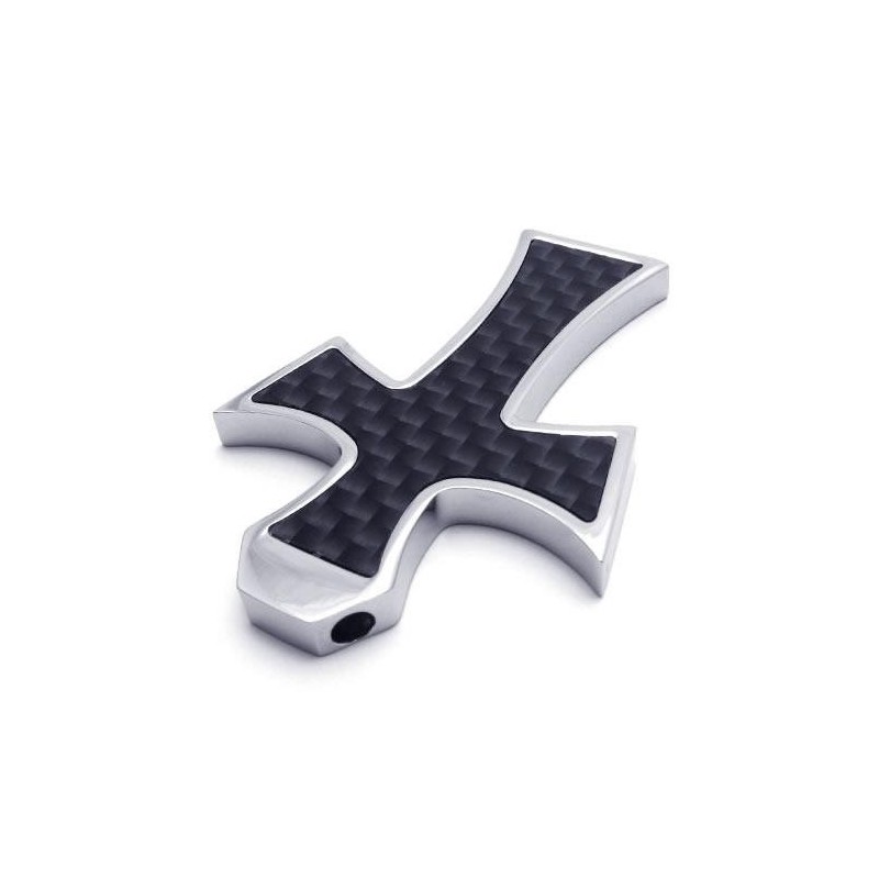 Herren Halskette Mit Kreuzanhänger Aus Reinem Titan, Schwarz/Silber