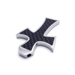 Herren Halskette Mit Kreuzanhänger Aus Reinem Titan, Schwarz/Silber