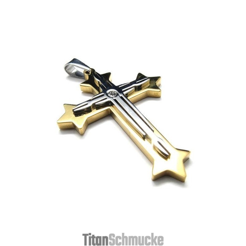 Herren-Halskette Mit Kreuzanhänger Aus Reinem Titan Herren-Halskette Mit Kreuzanhänger Aus Reinem Titan