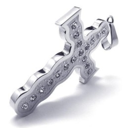 Silberne Herren-Kreuzanhänger-Halskette Aus Reinem Titan (Neu)