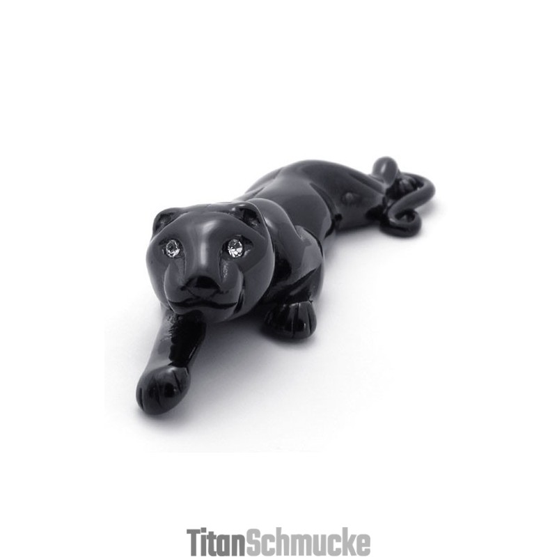 Schwarzer Löwe Titan Anhänger Mit Strasssteinen Schwarzer Löwe Titan Anhänger Mit Strasssteinen