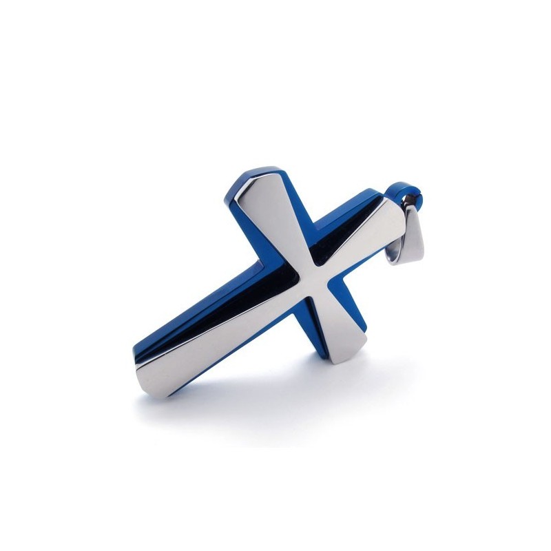 Blauer Kreuzanhänger Aus Titan