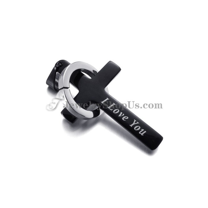 Kreuz- Und Kreisanhänger Aus Schwarzem Titan