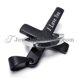 Kreuz- Und Kreisanhänger Aus Schwarzem Titan