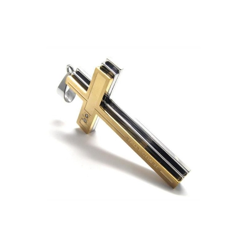 Halskette Mit Kreuzanhänger Aus Reinem Titan In Gold Und Silber