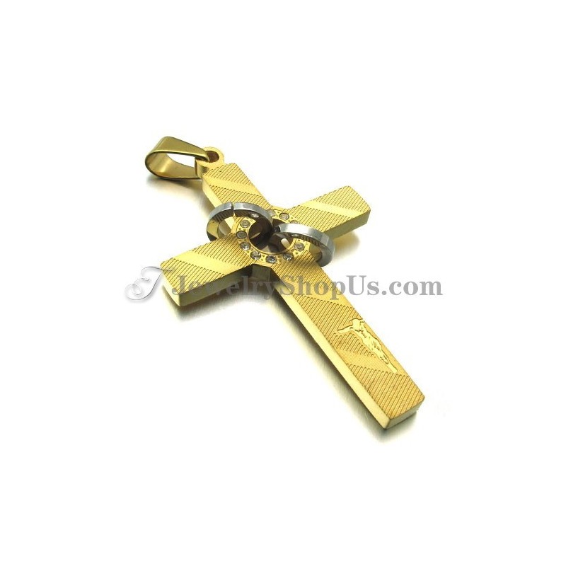 Kreuz Gold Titan Anhänger Mit Kreisen Strass