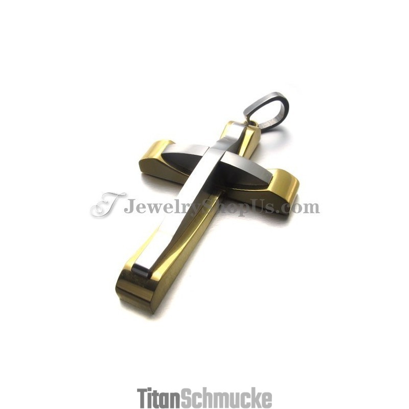 Eleganter Kreuzanhänger Aus Titan Und Gold Eleganter Kreuzanhänger Aus Titan Und Gold