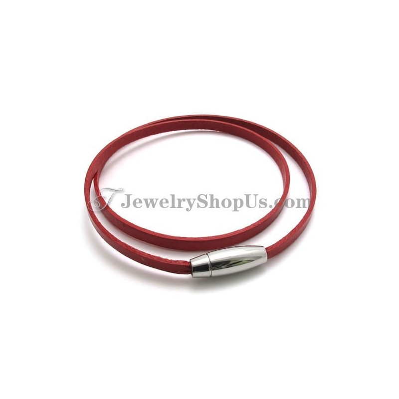 Modisches Rotes Lederarmband Mit Titan