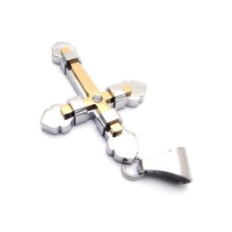 warmgelb Kreuz-Halskettenanhänger Aus Reinem Titan Für Herren (Neu)