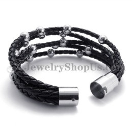 Modisches Schwarzes Lederarmband Mit Titan